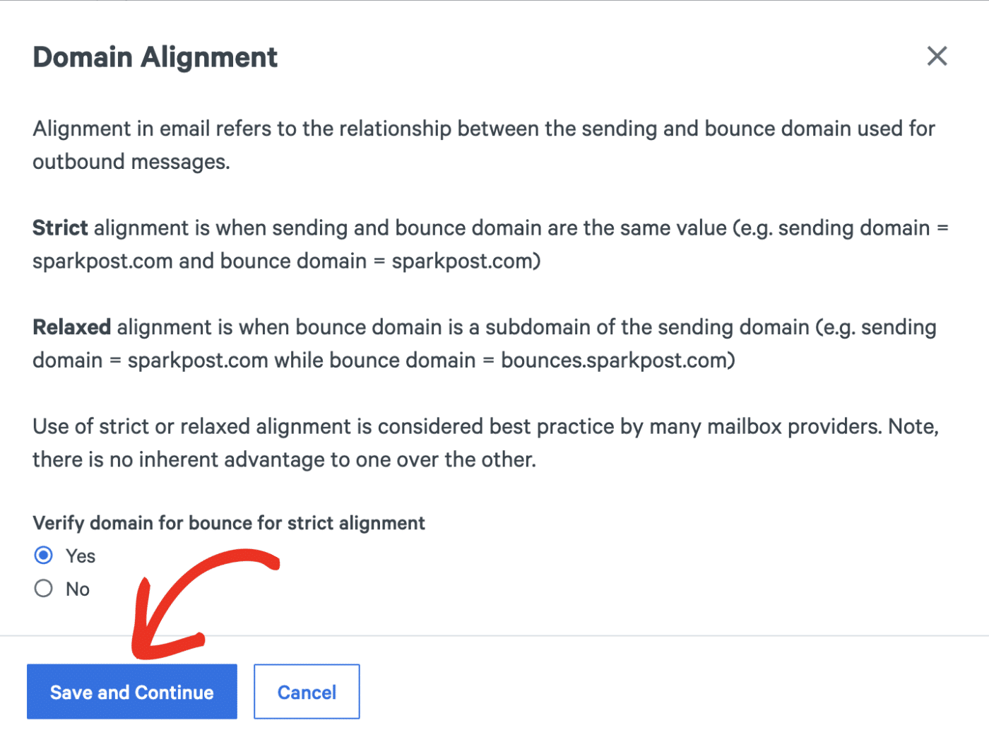 Save domain alignment settings